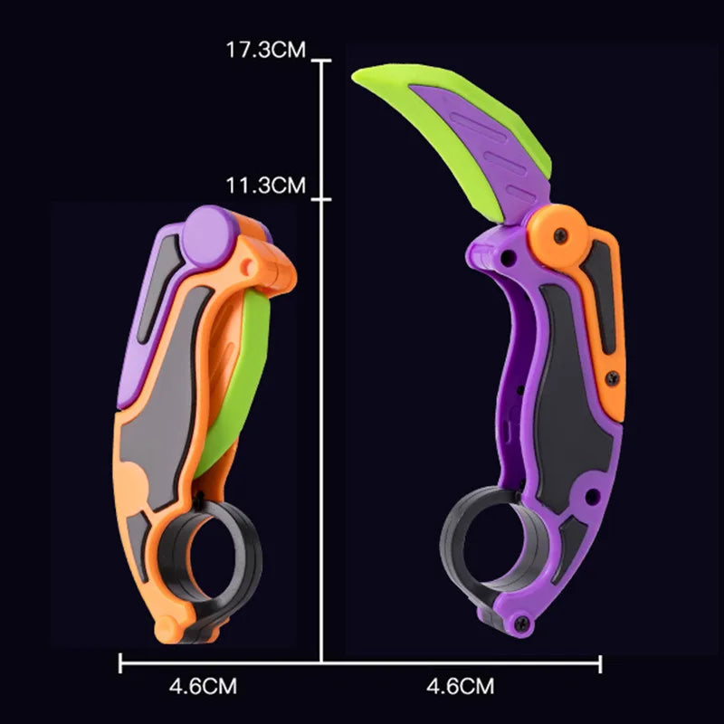 1/2PCS Stress Relief Toys Gravity Knife 3D Printed Folding Sensory Toy Butterfly Design Carrot Shape Gift For Adults