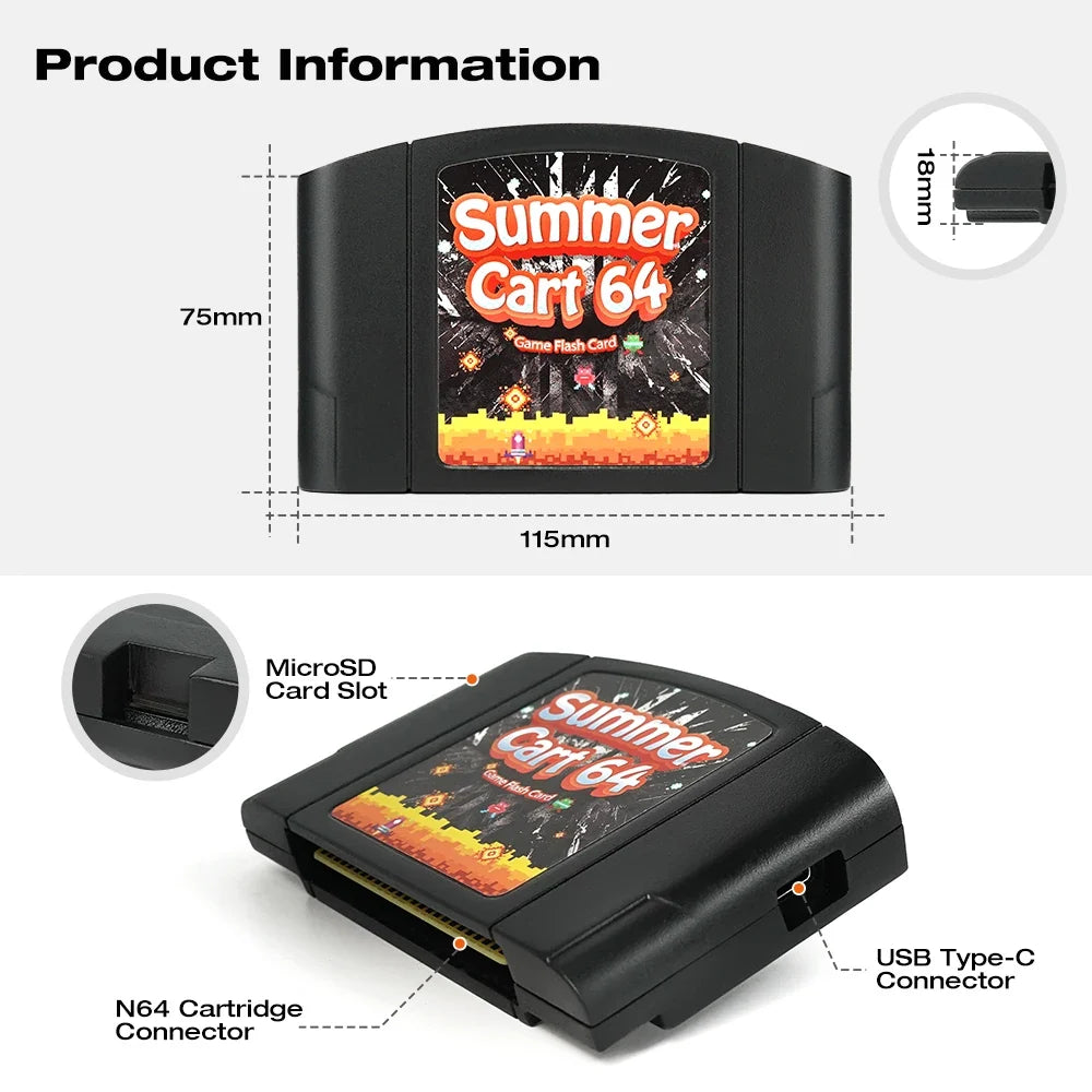 5400 In 1 SummerCart 64 Open Source Game Card For Nintendo 64 Console SC64 Cartridge Support GB/GBC/SNES/SFC Emulator 64DD Games