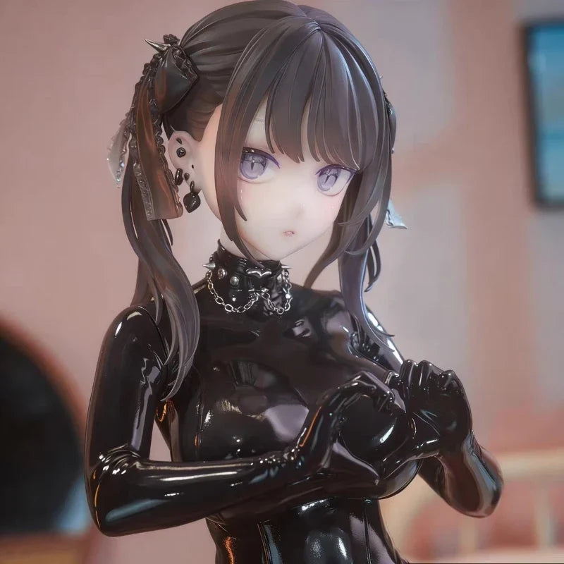 26cm Kurokawa Miu Anime Girl Gk Action Figure Black Latex Outfit Collectible Model Desk Decoration Gift For Anime Fans