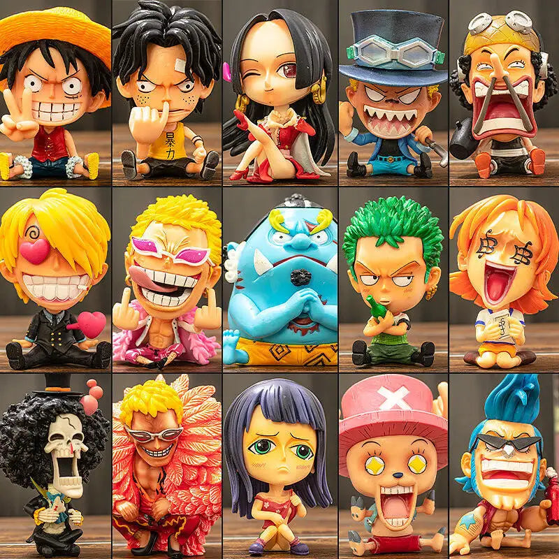 Bandai Q version One Piece King Big Head Lufei Solon Chobais Female Emperor Doll Blind Box Animation Ornaments
