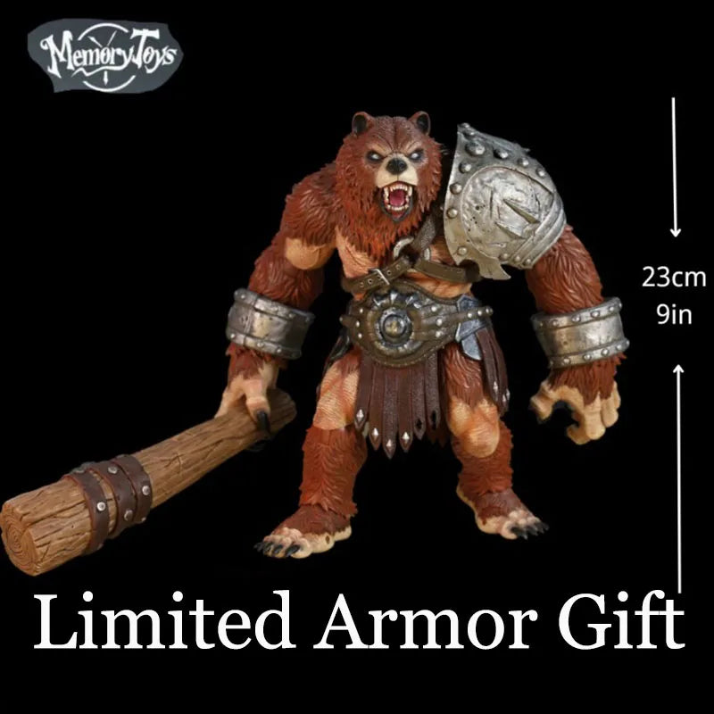MEMORYTOYS 23Cm Fighter Fantasy Ancient Warcraft Series Bear Clan Fury Warrior Action Figure Animal Model Toys Collection