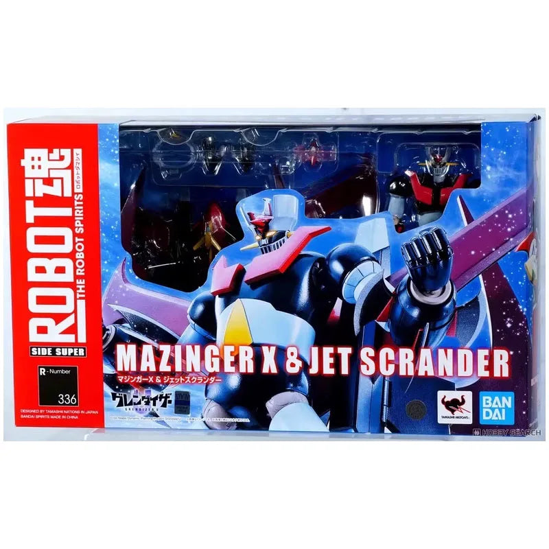 Bandai Genuine THE ROBOT SPIRITS 336 MAZINGER X & JET SCRANDER (GRENDIZER U)Anime Action Figure Collectible Model Toys Gift Kid