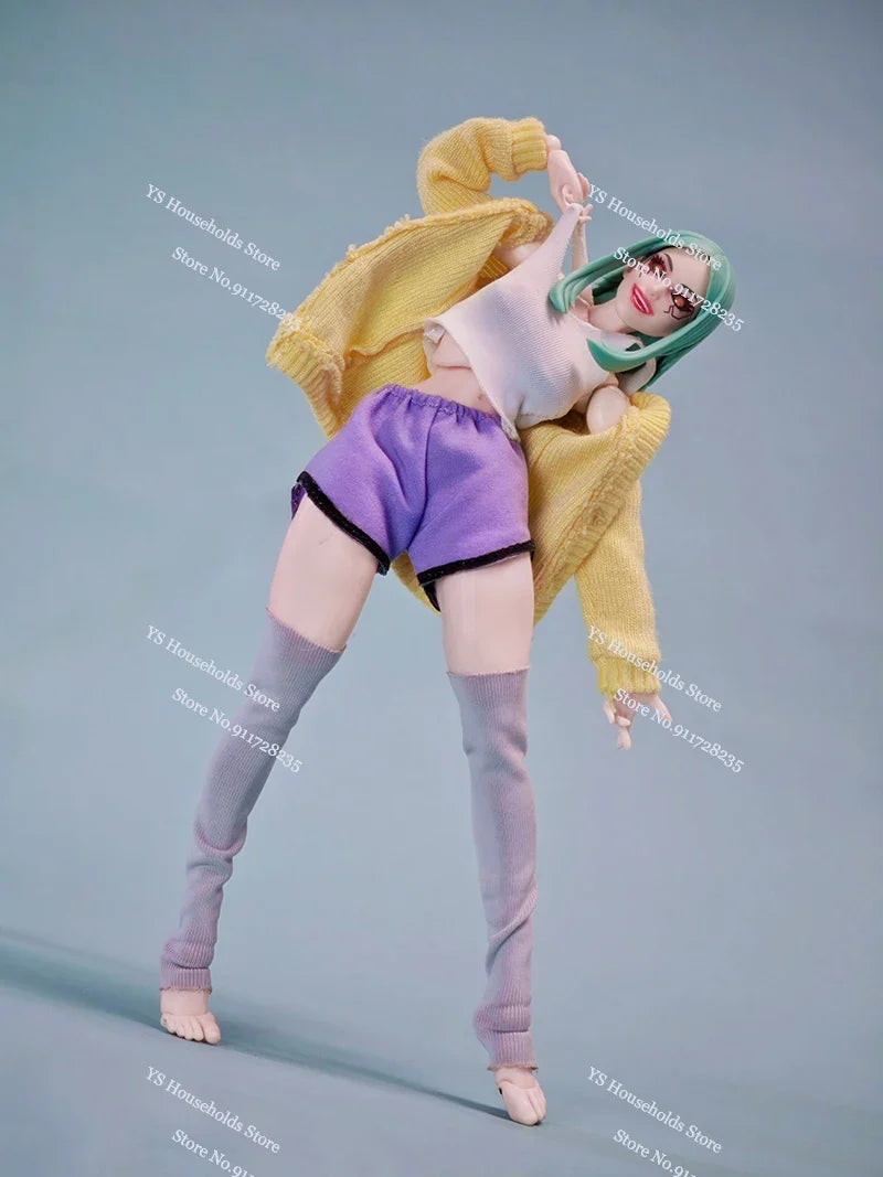 1/12 Ayase Seiko Female Figure Red Black Hoodies Cloak Homewear Yellow Cardiagn Hemline Vest Stockings For 6" Shf Soldier Body