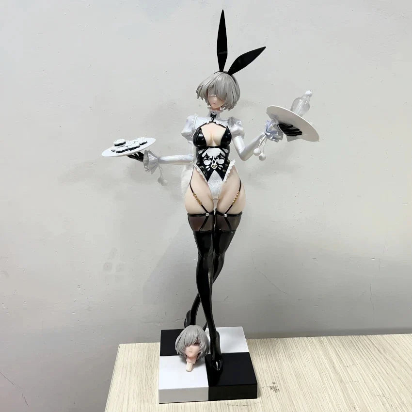 48CM NieR: Automata Yorha Type B 2B YoRHa Type A No.2 A2 Two Head bunny girl figure PVC Action Toy Collection Model Doll Gift