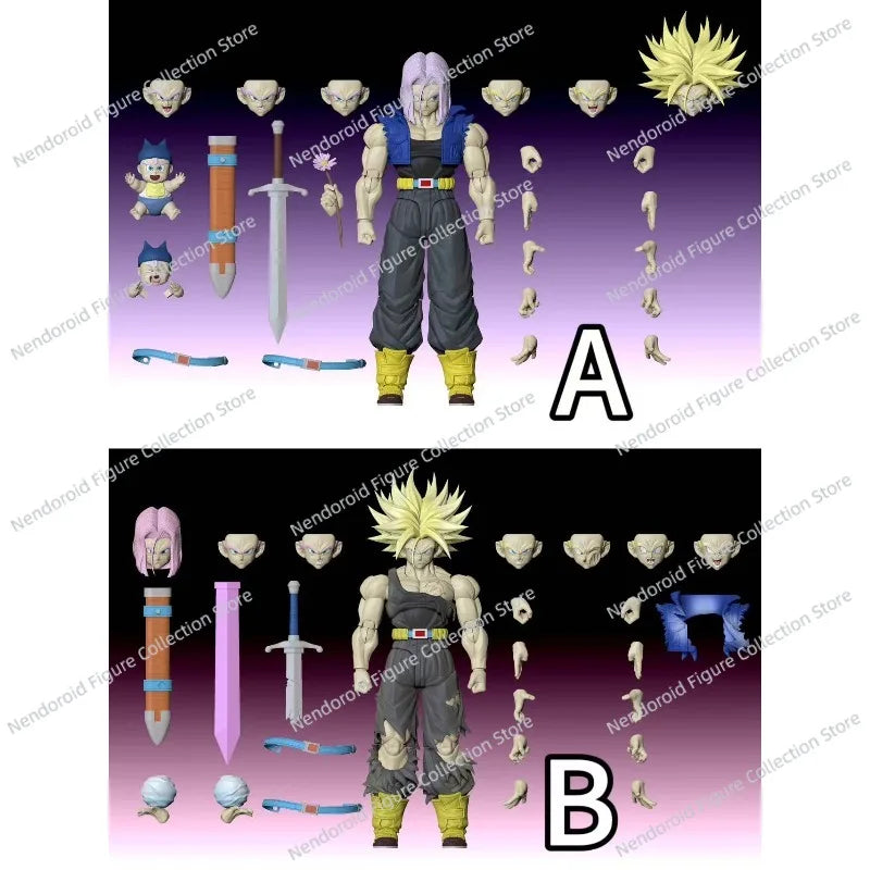 In Stock Original Tonsenarttoys Trunks Action Figure Shf Long Hair Battle Damage Movable Super Saiyan Trunks Vegeta Custom Hobby
