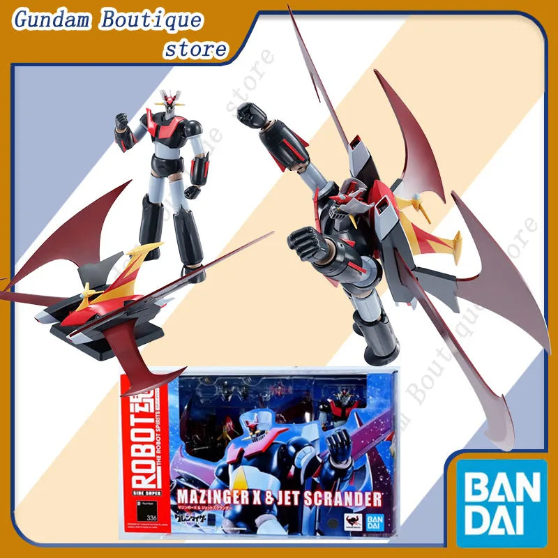 Bandai Genuine THE ROBOT SPIRITS 336 MAZINGER X & JET SCRANDER (GRENDIZER U)Anime Action Figure Collectible Model Toys Gift Kid