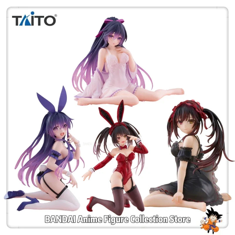 In Stock Original TAITO Date A Live V Desktop Cute Figure Yatogami Toka Tokisaki Kyozo ~ Bunny Ver. Nightwear Ver Toys Ornaments