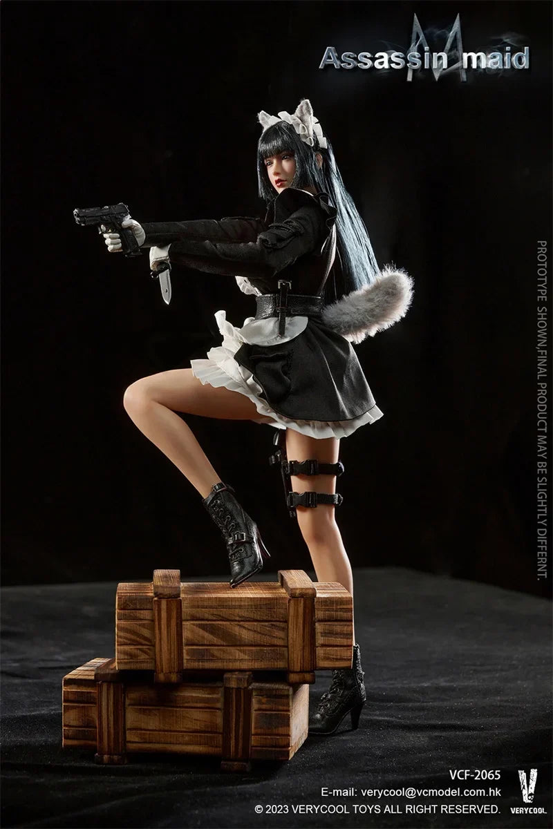 VERYCOOL VCF-2065 1/6 Scale Female Soldier Black Clothes Set Assassin Maid Full Set Collectible 12" Action Figure Model Dolls