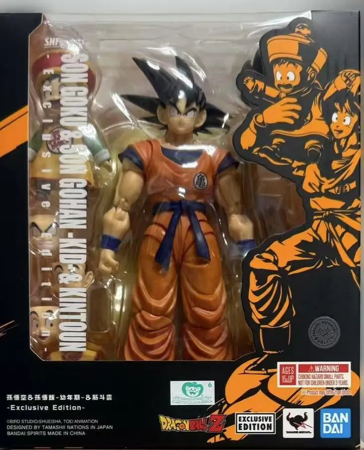 BANDAIGenuine SHF Dragon Ball RADITZ &SON GOHAN -KID- SON GOKU &KINTOUN -Exclusive Edition- Anime Action Figure Model