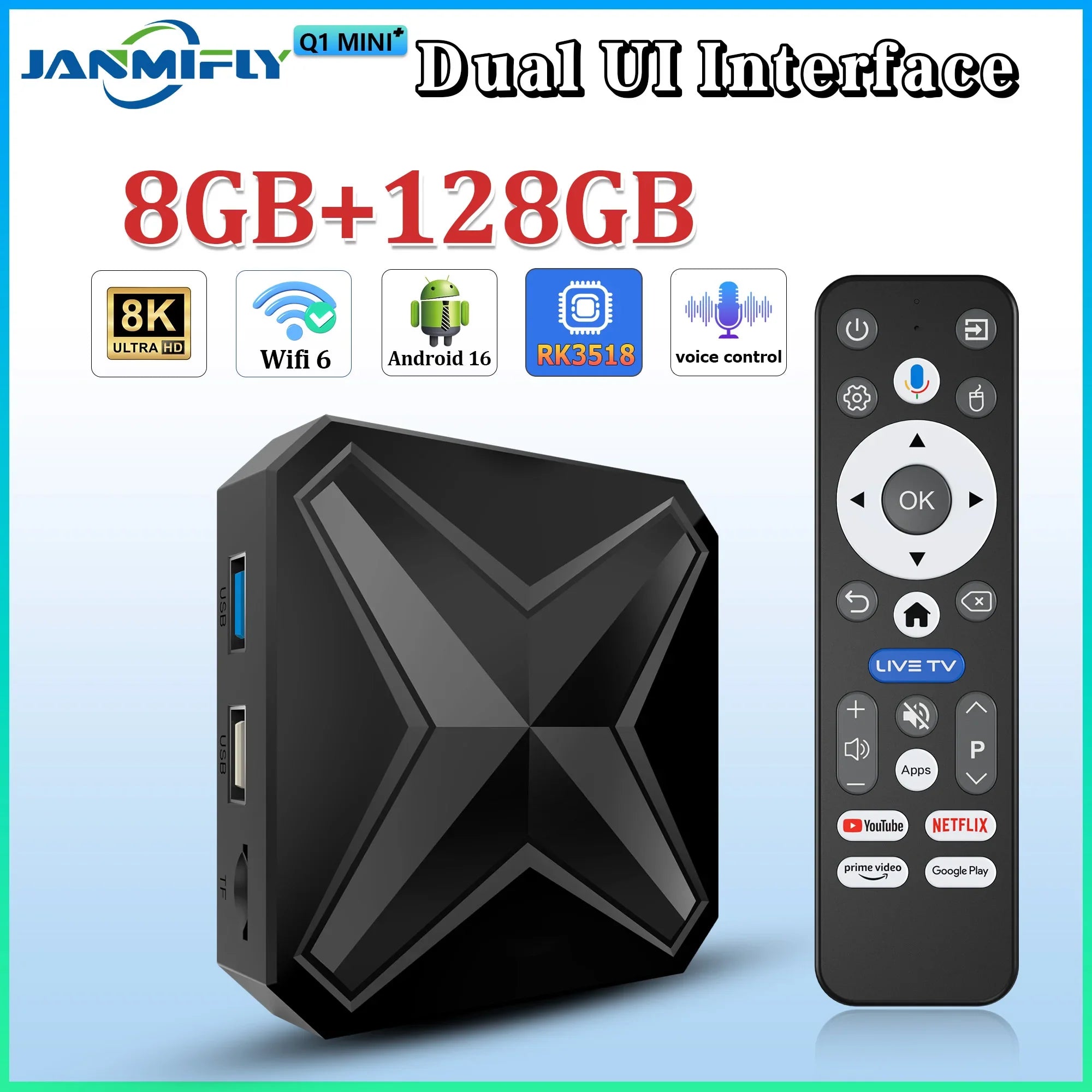 2026 New Smart TV Box Q1MINI+ Dual UI Interface Android 16 RK 3518 Google Assistant HD 8K Video Media Player Set-Top-Box