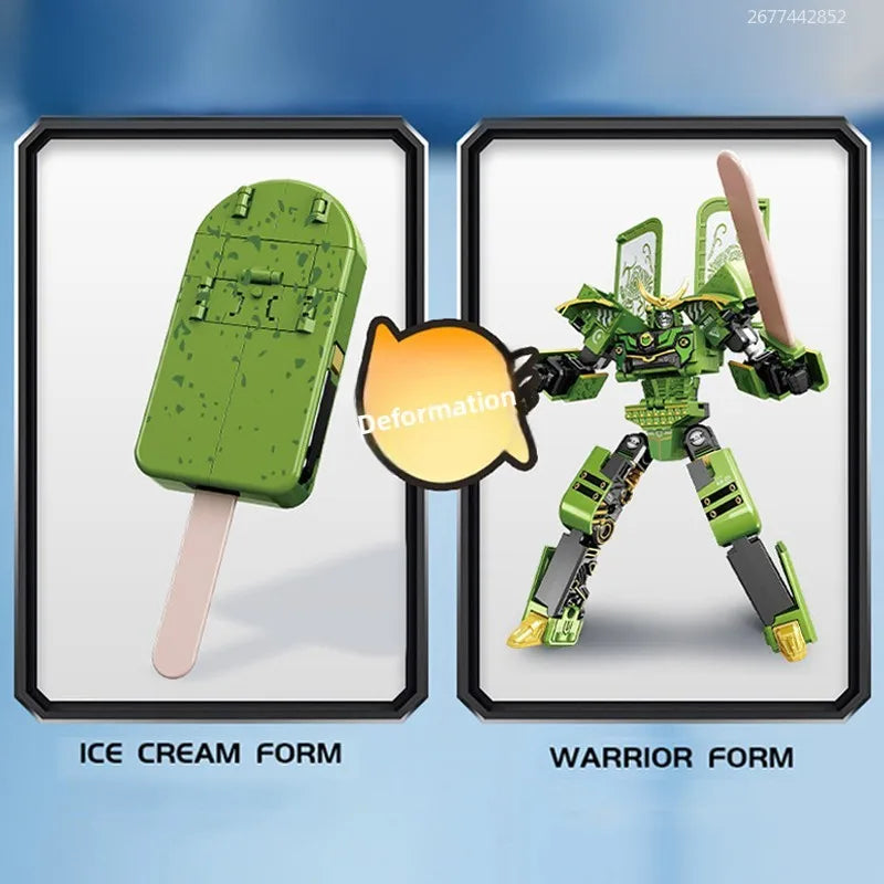 Transforming Toy Ice Cream Warrior Model Boy Educational Toy Children's Robot Warrior Ice Cream Pretend Play
