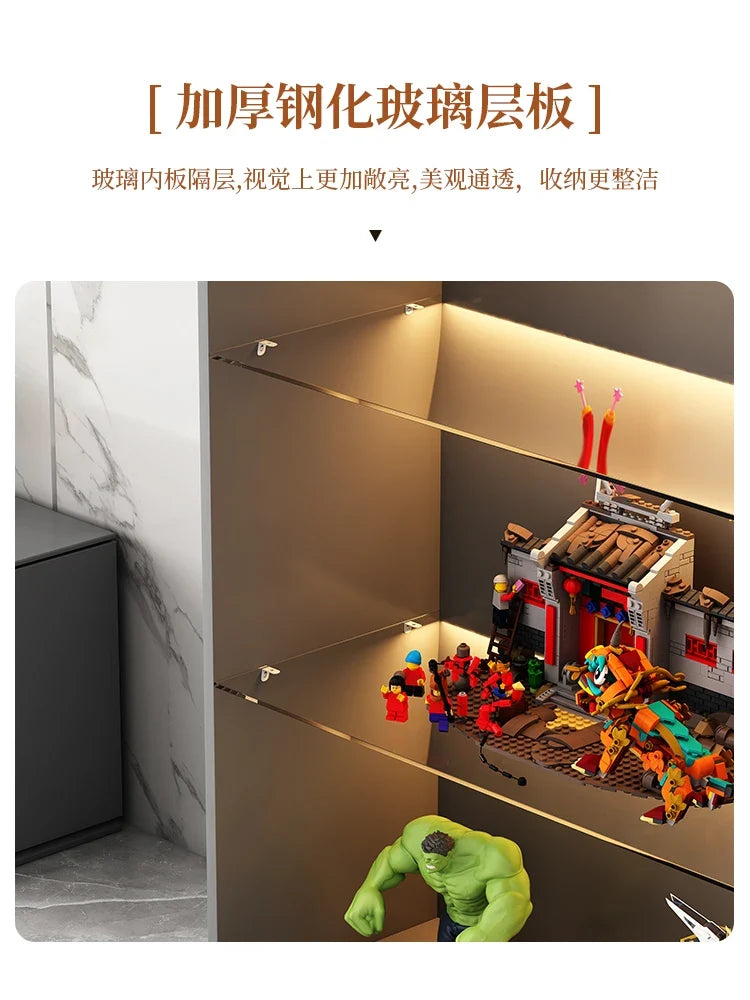Custom Glass Door Figure Display Cabinet Display Home Living Room Blind Box Toy Lego Model Ornament