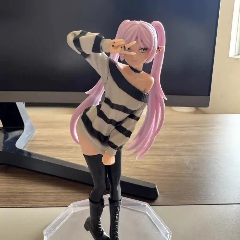 Frieren: Beyond Journey’S End Anime Figure Sweater Cute Girl Standing Posture Action Statue Doll Collectible Gift