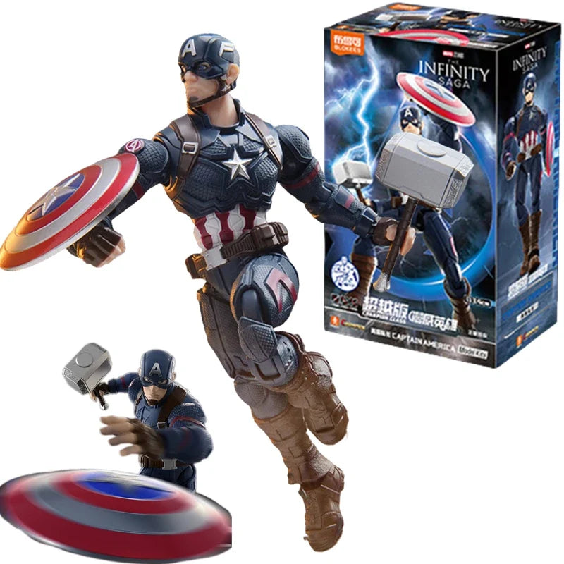 BLOKEES Original Captain America Mjolnir Deluxe CHAMPION CLASS Avengers Assembled Action Figure DIY Collection Model Toys Gift