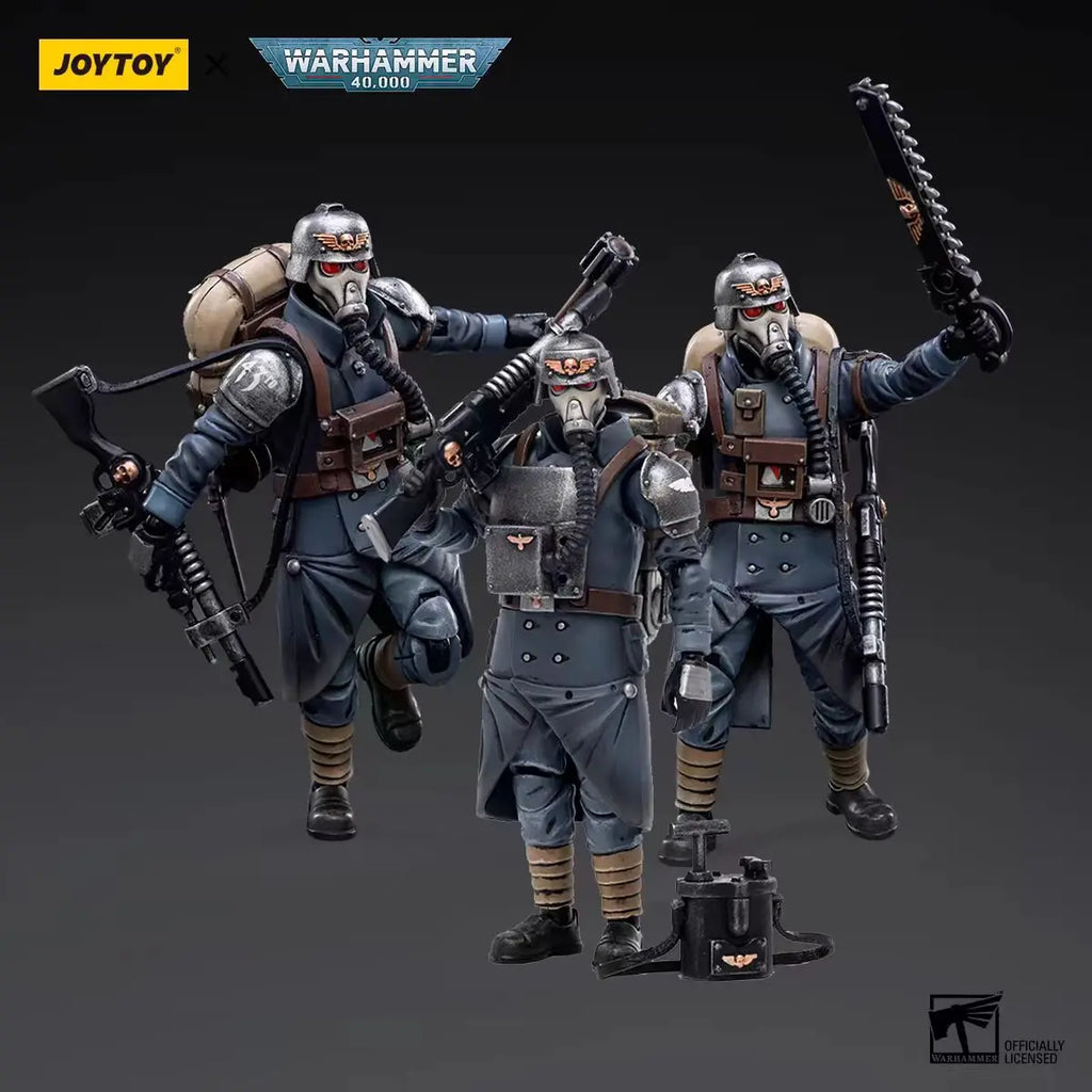 【In Stock】JOYTOY Warhammer 40K Astra Militarum Death Korps of Krieg Veteran Squad 3PCS 1/18 Action Figure Toys