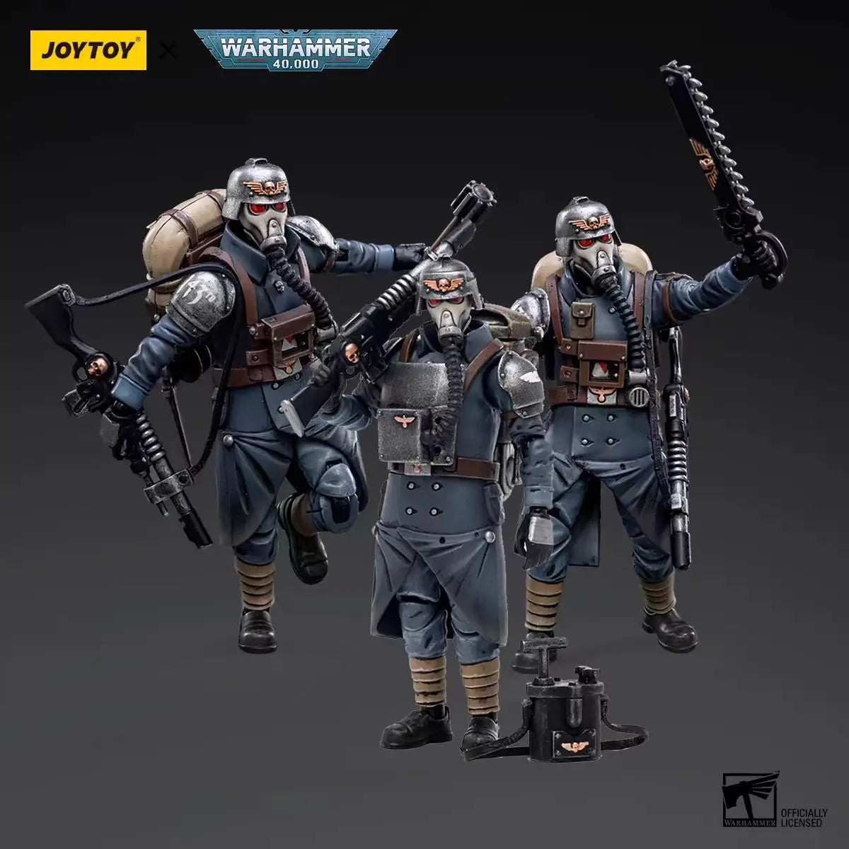 【In Stock】JOYTOY Warhammer 40K Astra Militarum Death Korps of Krieg Veteran Squad 3PCS 1/18 Action Figure Toys