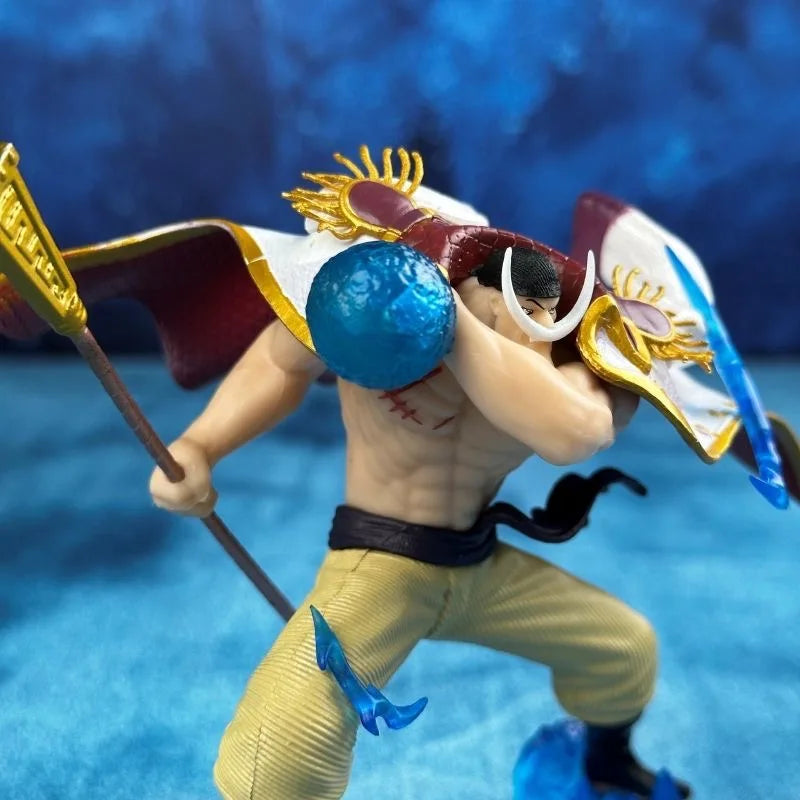 Bandai One Piece 11cm LX White Bearded One Piece Battle Pose Statue Scene Model Anime Character Box Set Handmade