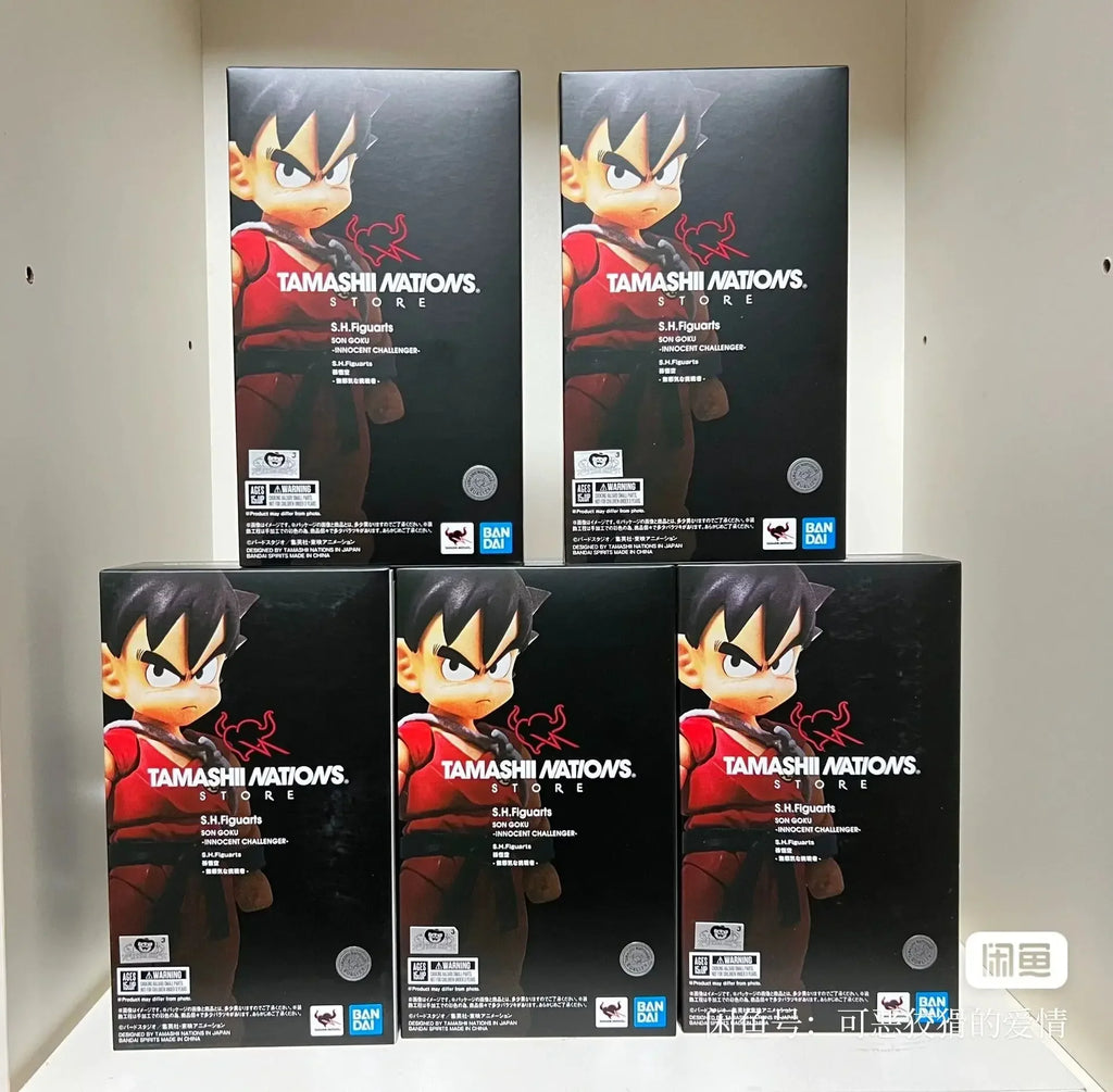 Original Bandai Shf Dragon Ball Anime Figures Innocent Challenger Son Goku Action Figurine Kid Goku S.h.figuarts Toy In Stock