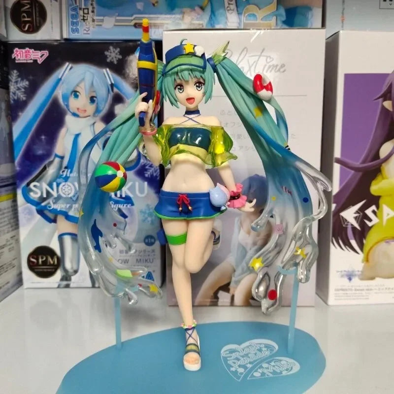 Sega Vocaloid Original Hatsune Miku Figure Spm Summer Water Gun 22cm Pvc Anime Figurine Model Toys Girls Cute Limited Gifts