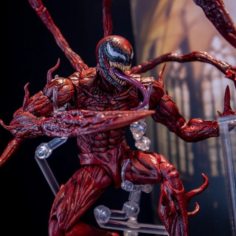 SHF Venom Red Venom Carnage Action Figure Joint Movable Toys Venom 2 Change Face Statue Model Doll Collectible Kids for Toy Gift