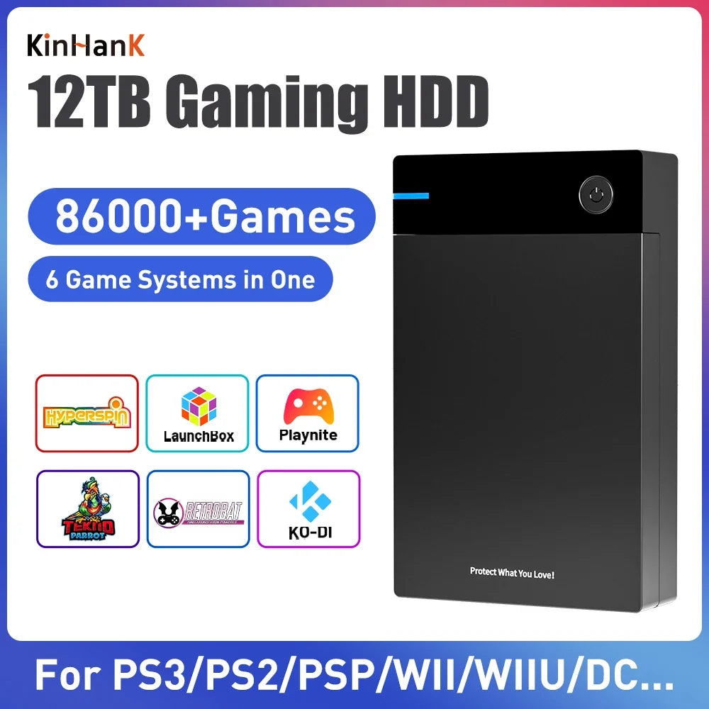 Super Console12T HDD with Hyperspin Launchbox Retrobat Playnite TeknoParrot for PS3 PS2 PSP WII WIIU with 86000+ Games Hard Disk