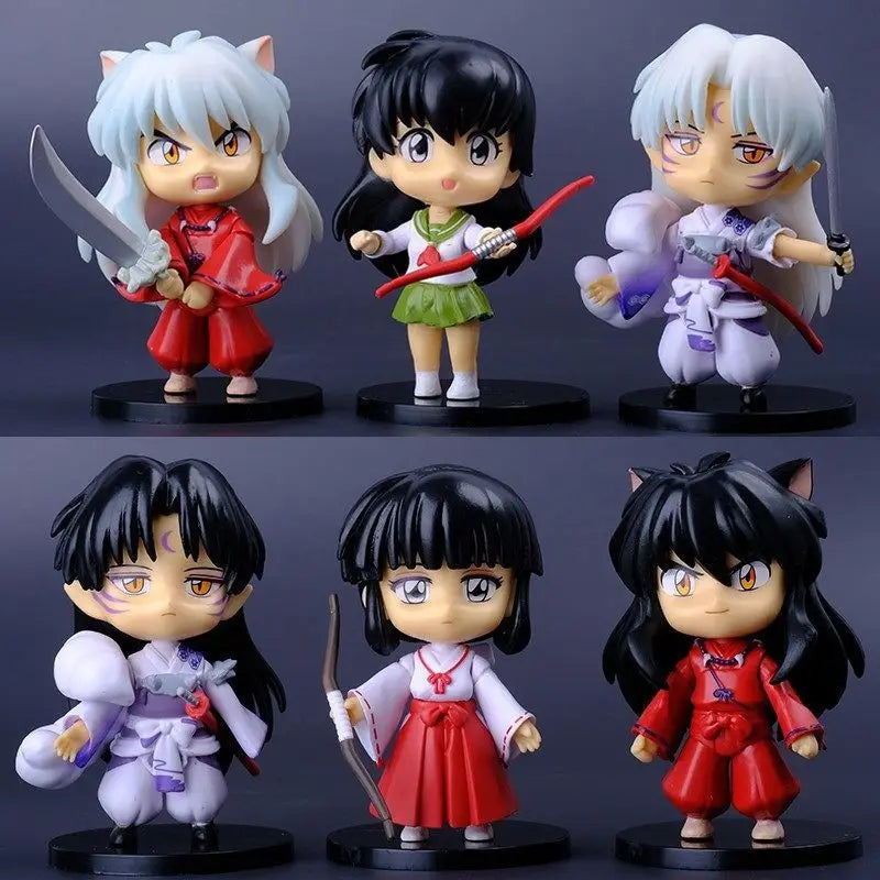New Inuyasha Anime Figure Higurashi Kagome Miroku Sesshoumaru Action Figure Q Version Toys Pvc Model Doll  Gifts for Kids