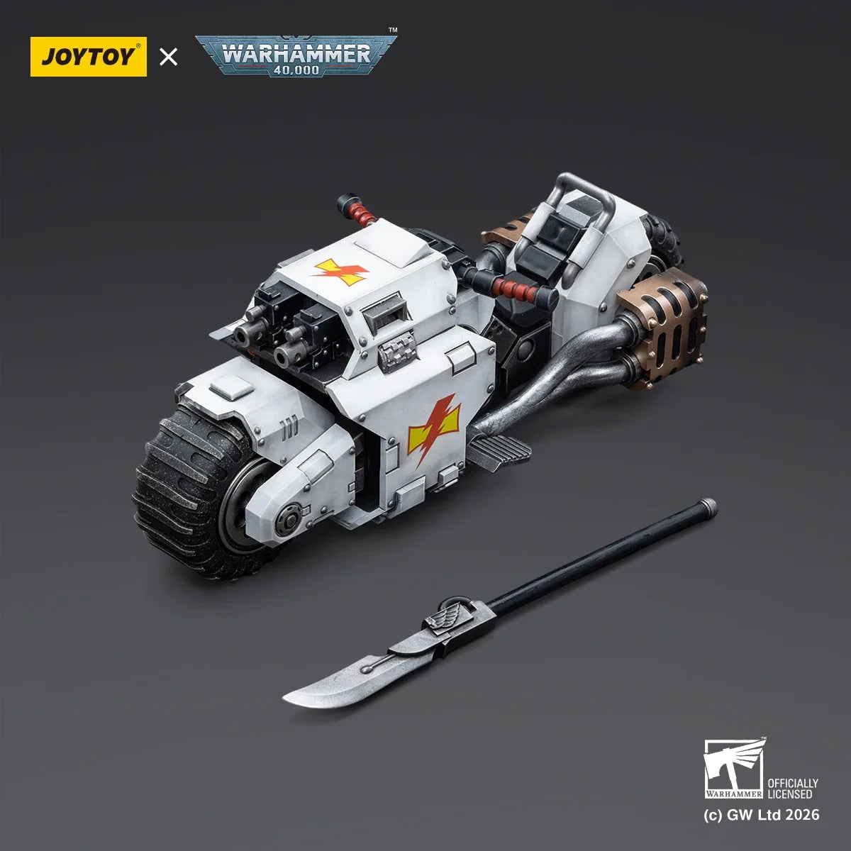 【Pre Sale】Original JOYTOY 1/18 Action Figure Warhammer 40000 White Scars Raider-pattern Combat Bike Model Toy Collection