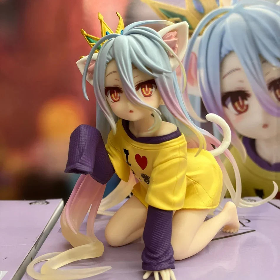 Original Genuine NO GAME NO LIFE 13cm Shiro Action Figure Figurine Collection Model Toy Kawaii Doll Desktop Decoration Gift