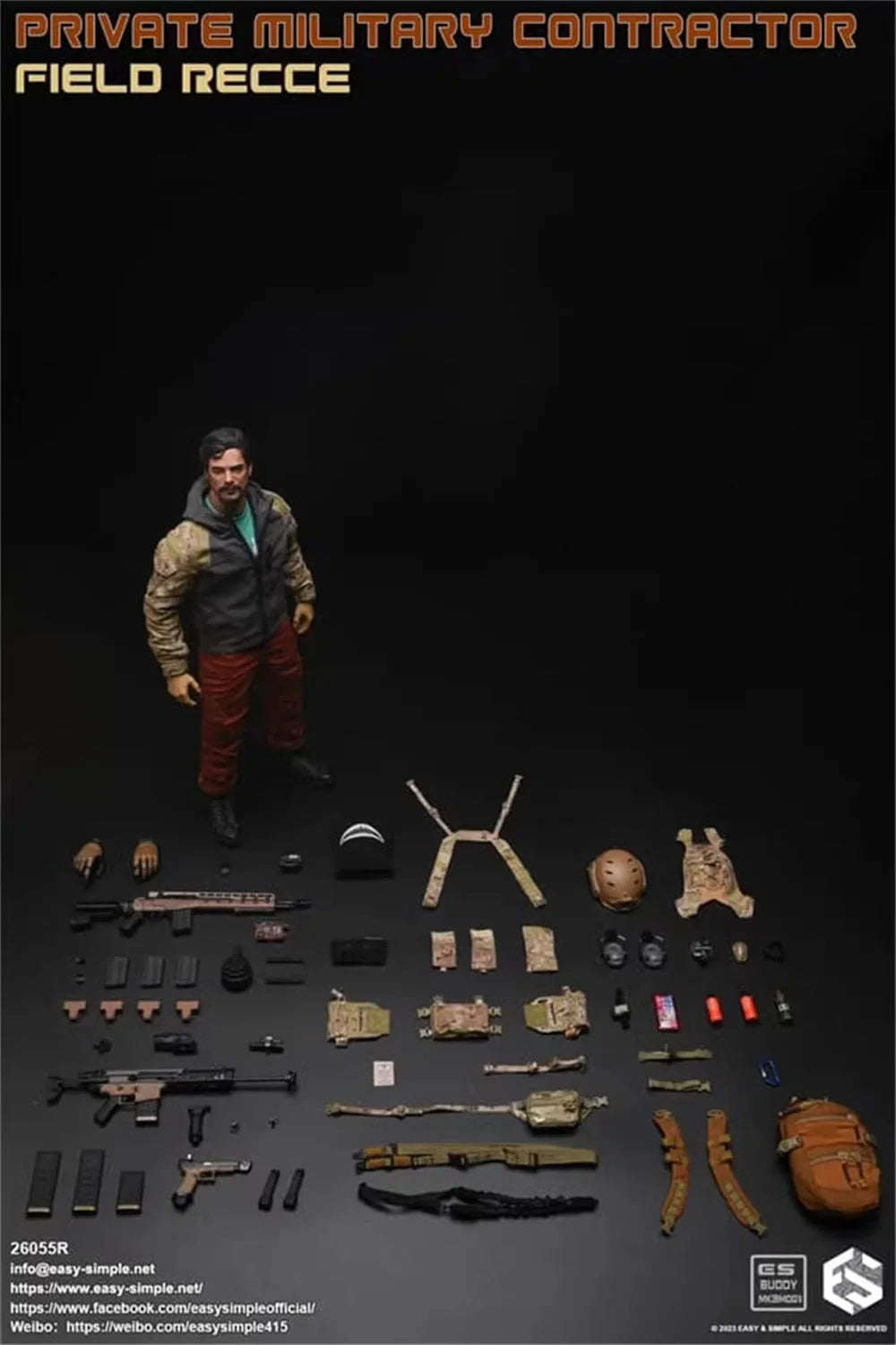 1/6th Easy&Simple ES 26055R PMC Soldier Doll Operation Unit Full Set Moveable Action Figure Gift For Fans Collect About 12"