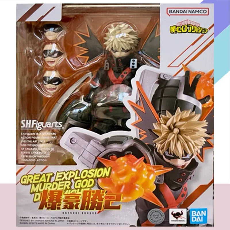 BANDAI Original Box SHF Bakogo Deku Bakugo PLUS ULTRA Anime Action Figure Model Toy Gift for Kid Foam Box Packaging