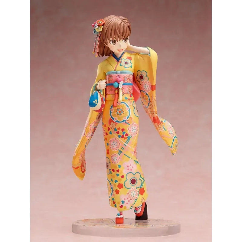 F:NEX Original:Toaru Kagaku No Railgun Misaka Mikoto kimono 24cm PVC Action Figure Anime Figure Model Toys Collection Doll Gift