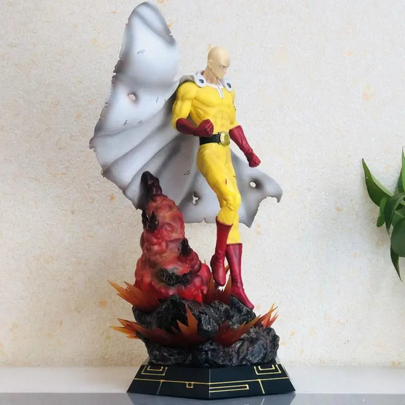 42cm Anime One Punch Man Saitama Caped Baldy Statue model. Pvc GK handmade model Toys Collectible Decoration Desktop Gifts