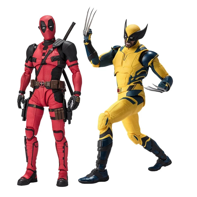 Bandai Genuine SHF Deadpool Wolverine 15.5cm MARVEL STUDIOS Anime Action Figure Collectible Model Toys Ornaments Gift Children