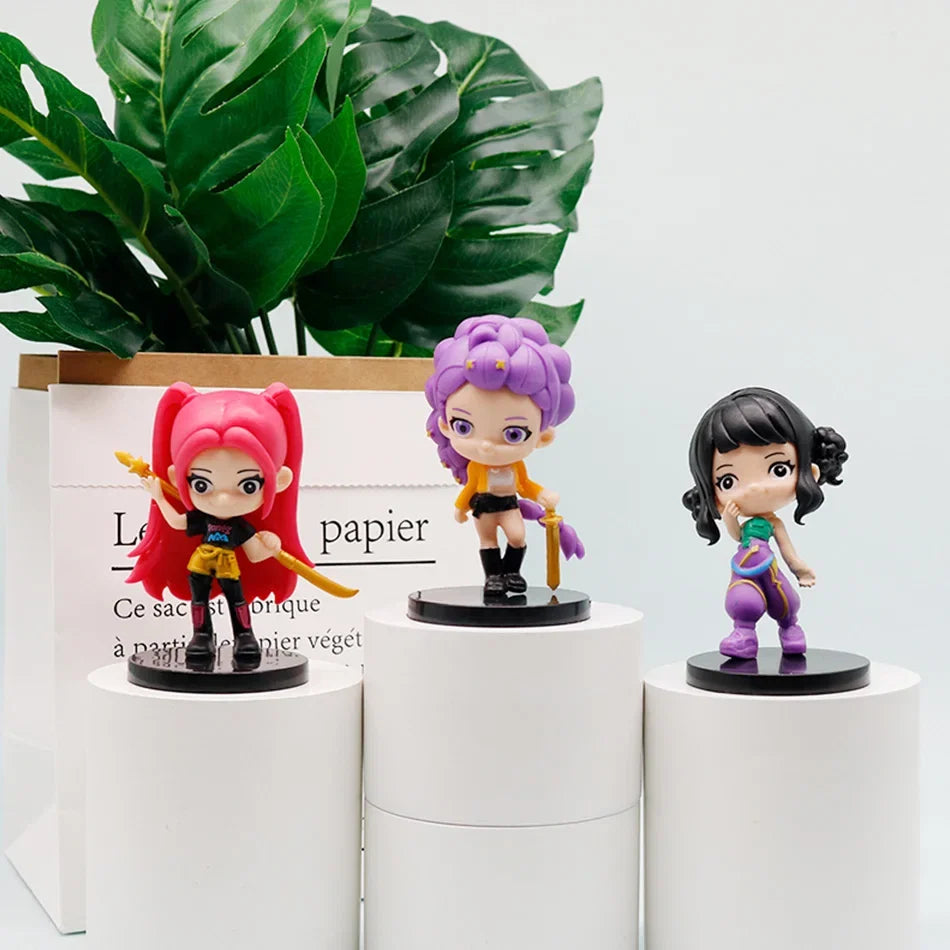 Hot 10pcs/Set Q Version Demon Hunters Action Figure PVC Toy Derpys Rumi Mira Zoey Sussy Figurine Doll For Fans Gift Childen Gift
