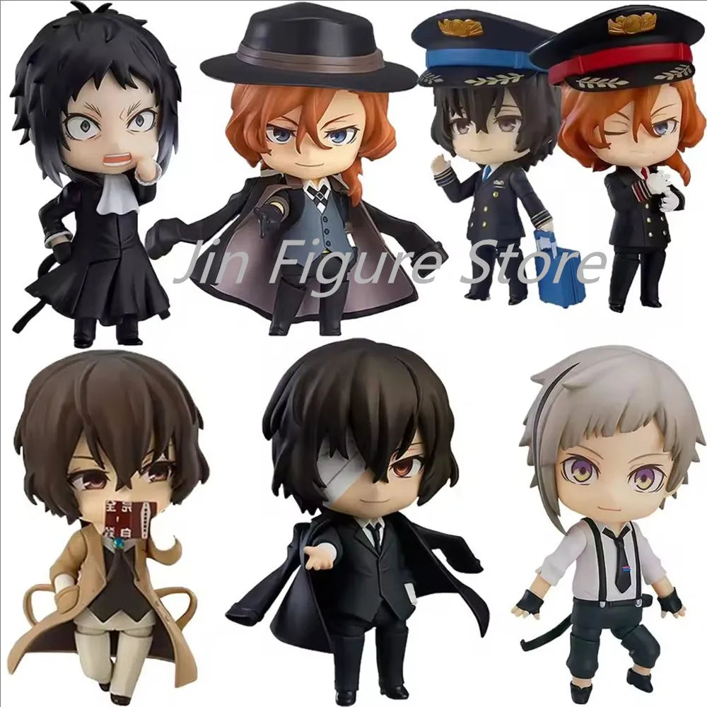 10CM Bungo Stray 1191 Ryunosuke Akutagawa 676 Nakahara Chuya 657 Dazai Osamu PVC Action Figure Toy Anime Q Figurine Model Doll