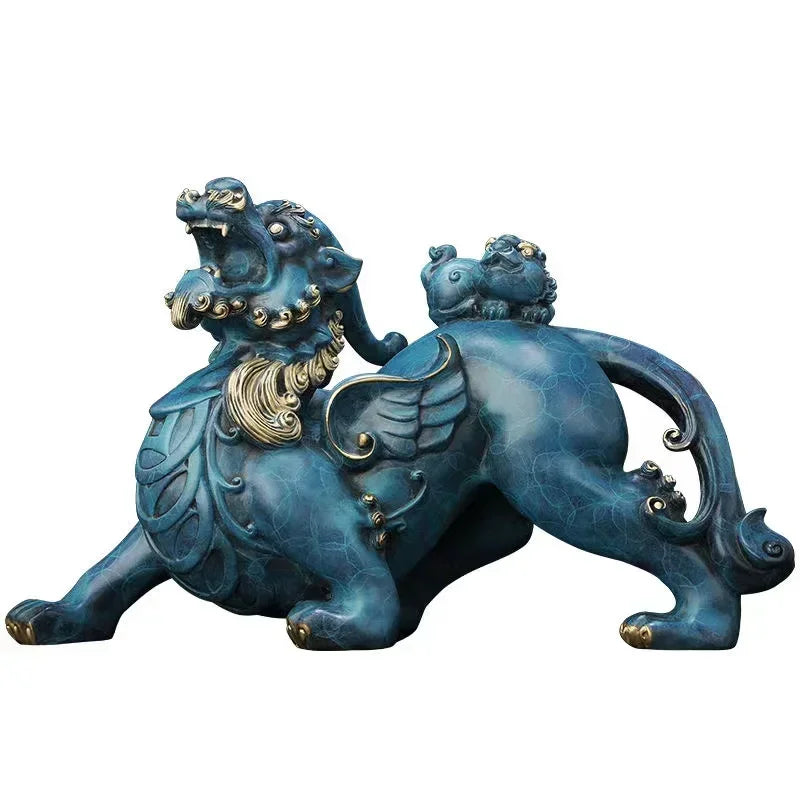 High Quality Copper Mythical Animal Pi Xiu Mascot Sculpture Ornaments Home Decor