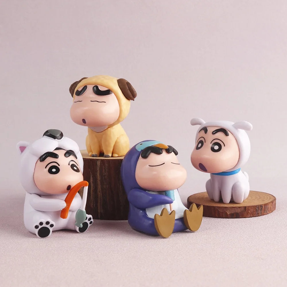 4pcs/Set Crayon Shin Chan Anime Figure 6cm Q Version Kawaii Collectibles Model Toys Doll Christmas Gifts for Children