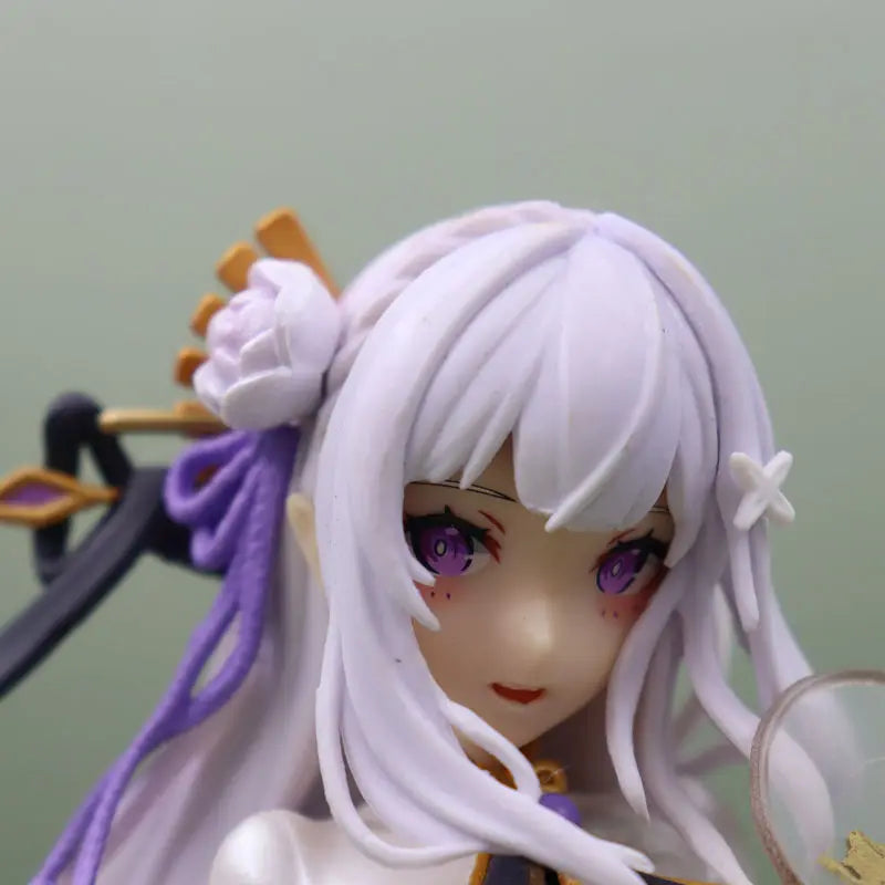 Anime Emilia Sexy sitting posture Action Figure PVC Model Toys doll statue Desk Decor Collectible Gifts boxed