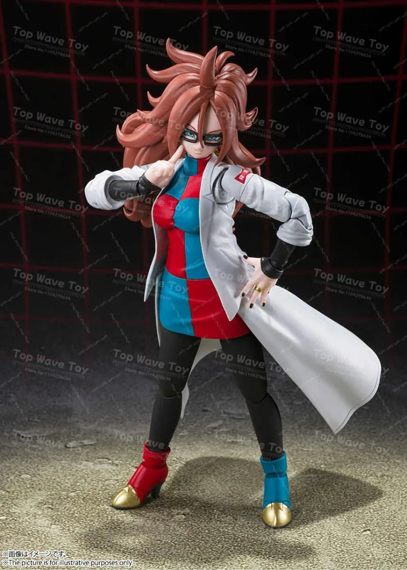 New Stock Bandai Genuine Figure Dragon Ball SHF Super Hero Android No.21 Lab Coat Anime Action Figure Toys Model Collection Gift
