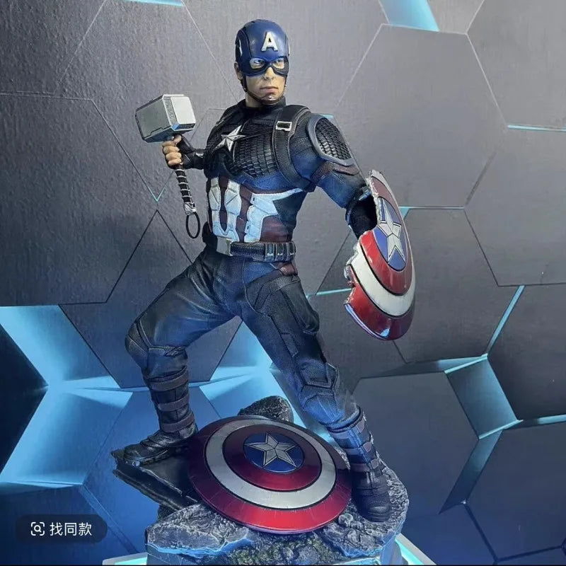 65cm The Avengers Figure Captain America Standing Posture Model Resin Anime Action Series Desktop Ornaments Holiday Gifts Toy
