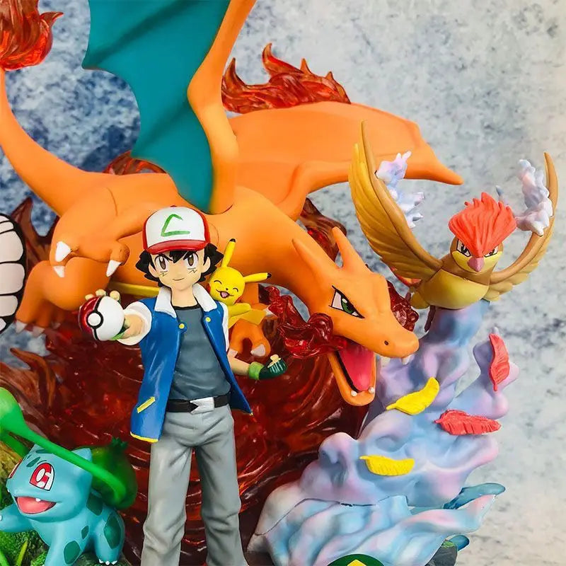 41cm Pokemon Action Figure Ash Ketchum Greninja Family Can Glow Model pvc Desktop Ornament Decorations Holiday Gift Children Toy