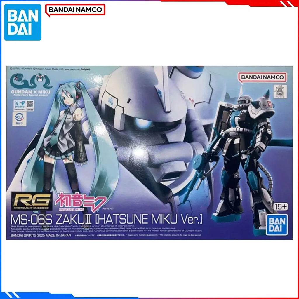 In Stock: Bandai Premium Bandai (PB) RG 1/144 Model Kit - MS-06S Zaku II (Hatsune Miku Ver) Buildable Action Figure Original Box