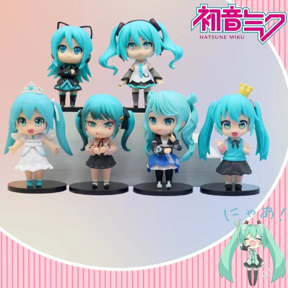 6Pcs/set New Anime Hatsune Miku Figure Mini Q Version Series Cinnamoroll Piapro Figure Ornaments Home Desk Decoration Model Toys