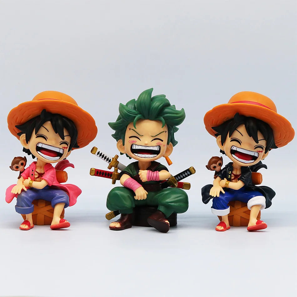 One Piece Handheld Luffy Solon Portgas·D· Ace Sitting Yamato versión Q juego de moda dibujos animados Anime coche ornamento rega