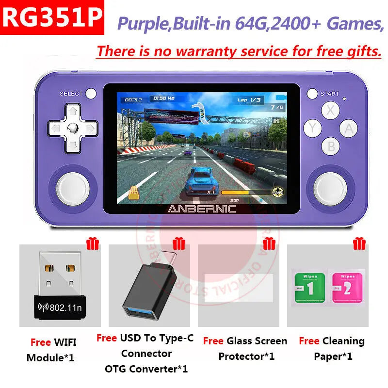 ANBERNIC RG351P Retro Game RK3326 64G Open Source System 3.5 inch IPS Screen Portable Handheld Game Console RG351 Gaming Player