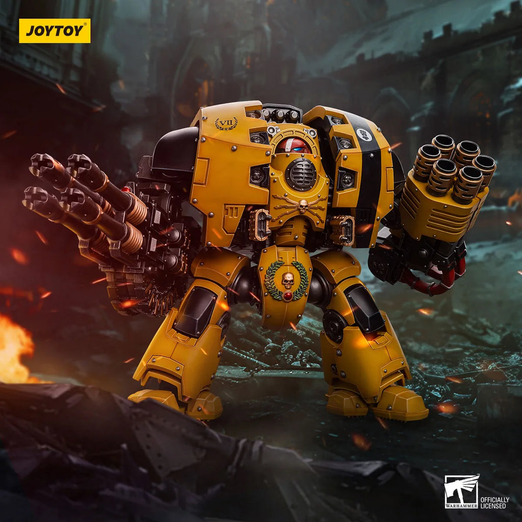 JOYTOY 1/18 lmperial Fists Leviathan Dreadnought with Cyclonic Melta Lance and Storm Cannon Mecha Anime Model Action Figures Toy
