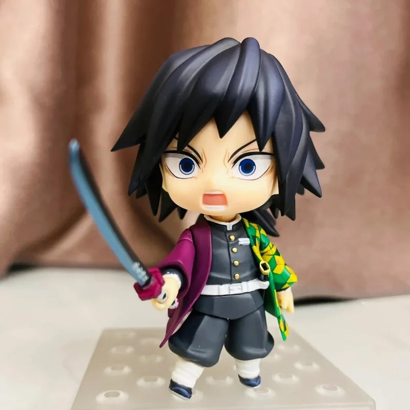 In Stock Genuine Demon Slayer Tomioka Giyu Q Version Anime Action Figure 3 Replace Faces Kawaii Collectible Model Toy Ornament