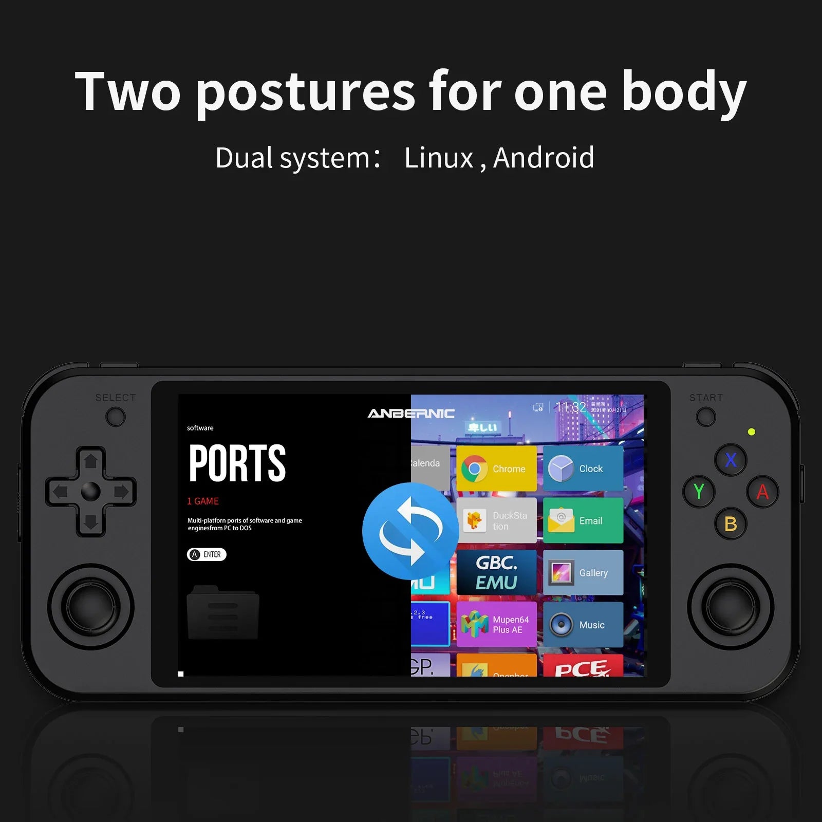 ANBERNIC RG552 Handheld Game Console 5.36" IPS Touch Screen Android Linux Dual OS System 4200 Retro Games Portable Games Players