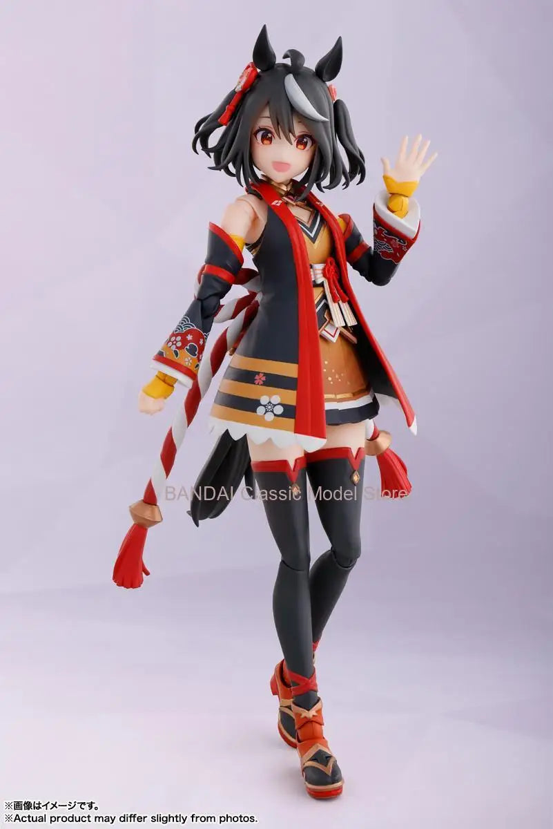 BANDAI Original S.H.Figuarts Umamusume Pretty Derby Kitasan Black Action Figure Assembly Model Toys Collectible Model Ornaments