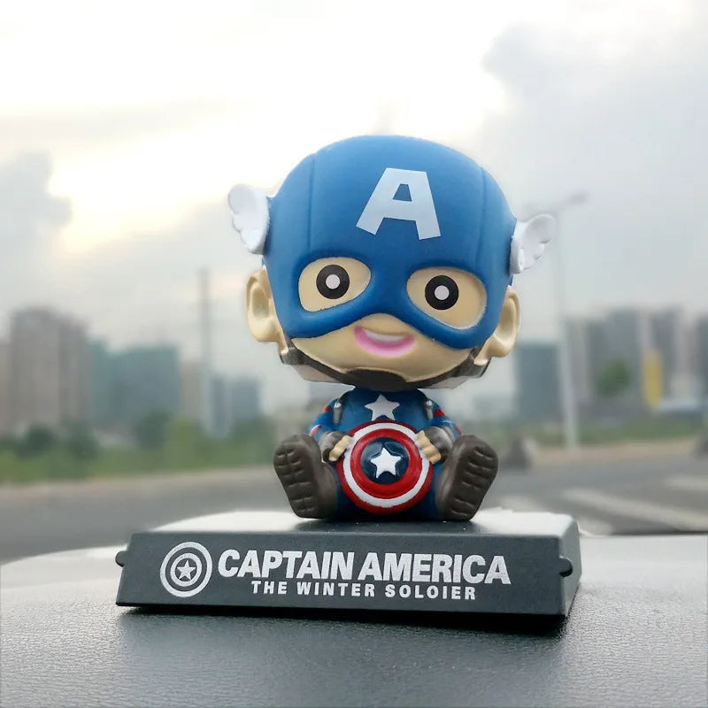 Q version of Batman Toy Figures Cartoon Bobble Head Doll Car Ornaments Marvel's The Avengers Capped Captain Spiderman Model Doll